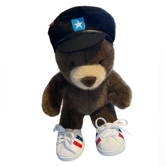 Build A Bear Bundle: BAB Brown Bear, Plush Blue Carrier, BAB shoes & BAB hat - Picture 2 of 16